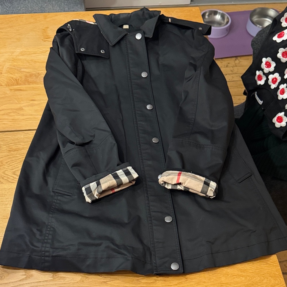 Burberry Black Trench Coat with Plaid Lining